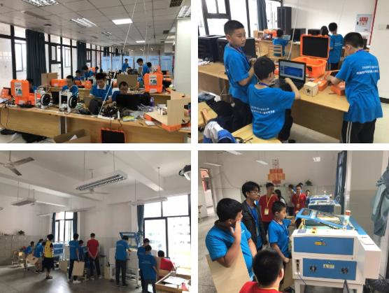 熱鬧的比賽現場,小選手們都不約而同地選擇激光切割機,創作智能作品。